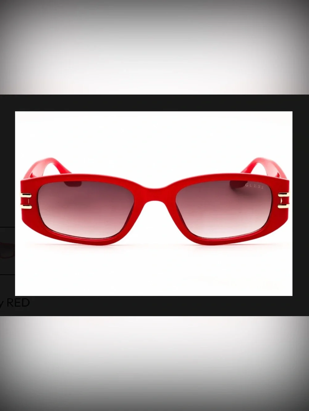 Guess Red Rectangle Women's Sunglasses with Gradient Lenses Gold Accents